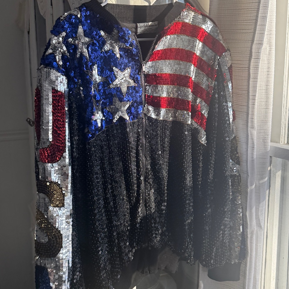 Vintage USA Olympics Atlanta 1996 Sequin Americana Style Zip Up Varsity Jacket - Picture 5 of 16